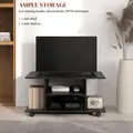HOMCOM Modern TV Cabinet Stand Storage Shelves Table Mobile Bedroom Furniture Bookshelf Bookcase Black - 4