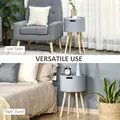 HOMCOM Modern Side Table with Hidden Storage Space, Round Night Stand with Removable Tray Wood Frame End Coffee Table for Living Room, Set of 2, Grey - 7
