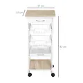 HOMCOM Mobile Rolling Kitchen Island Trolley for Home w/ Metal Baskets Trays Shelves Wheels Compact Stylish Storage White - 3