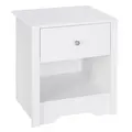 HOMCOM Modern Bedside Table, Nightstand with Drawer Shelf, End Table for Living room, Bedroom White - 1