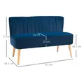 HOMCOM Modern Double Seat Sofa Foam Padding High Back Soft Comfortable Compact Couch Home Office Dark Blue - 3