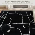 HOMCOM Modern Fluffy Area Rug, Geometric Pattern Washable Rug, Soft High Pile Floor Carpet for Living Room, Bedroom, Dining Room, Home Office, 170 x 120 cm, Black - 4