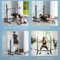 HOMCOM Multifunction Barbell Squat Rack Stand Heavy-Duty Strength Training Dumbbell Rack Adjustable Height Weight Lifting Bench Press Dip Station for Home Gym, Black - 7