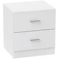 HOMCOM Modern Bedside Table, Beside Cabinet with 2 Drawers, for Bedroom, Living Room, White - 1