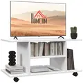 HOMCOM Modern TV Cabinet Stand Storage Shelves Table Mobile Bedroom Furniture Bookshelf Bookcase White - 1