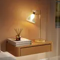 HOMCOM Modern Table Lamp, Bedside Lamp with Adjustable Flower-Shaped Head and E27 Socket for Living Room Bedroom Study, Bulb Not Included, Gold Tone - 9