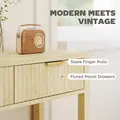 HOMCOM Modern Console Table with Fluted Panel Drawers, Narrow Hallway Table with Shelf for Entryway, Living Room, 90 x 30 x 76 cm, Natural Wood Finish - 5
