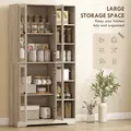 HOMCOM Multi-Storage Kitchen Cabinet, with Glass Doors - Grey Wood-Effect - 4