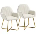 HOMCOM Modern Arm Chair Set of 2 Upholstered Accent Chair with Metal Base for Living Room Cream White - 1