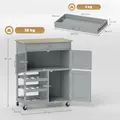HOMCOM Modern Kitchen Trolley, Rolling Island Storage Cart with Drawer, 9-bottle Wine Rack, Door Cabinets, Wooden Countertop, Grey - 3