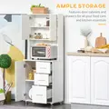 HOMCOM Modern Kitchen Cupboard with Storage Cabinets, 3 Drawers and Open Countertop for Living Room, White - 4