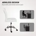 HOMCOM Plush Office Desk Chair, Modern Armless Swivel Vanity Chair with Adjustable Height for Home Office, Bedroom, Living Room, White - 8