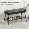 HOMCOM PU Leather Shoe Storage Bench - Charcoal Grey - 5