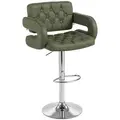 HOMCOM PU Leather Upholstered Swivel Bar Stool, Height Adjustable with Back, Armrest, Footrest, Green - 1