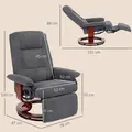 HOMCOM Reclining Swivel Chair, with Footrest - Grey - 3