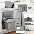 HOMCOM Pull Out Bin, Under Sink Bin - 2 Removable Compartments (15L Each) for 400mm Cabinets, Light Grey - 8
