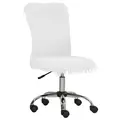 HOMCOM Plush Office Desk Chair, Modern Armless Swivel Vanity Chair with Adjustable Height for Home Office, Bedroom, Living Room, White - 1
