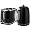 HOMCOM Polished Retro 40-100°C Kettle and Toaster Set - Black - 1