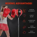 HOMCOM Punching Bag with Stand, 126-144 cm Height Adjustable Boxing Set Free Standing Speed Bag with Gloves and Air Pump for Teenagers Home Gym Workout - 4