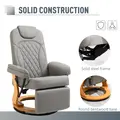 HOMCOM PU Recliner Chair with Footrest, Headrest, Round Wooden Base, Lounge Reading Armchair for Living Room, Bedroom and Office, Grey - 7