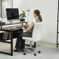 HOMCOM Plush Office Desk Chair, Modern Armless Swivel Vanity Chair with Adjustable Height for Home Office, Bedroom, Living Room, White - 9