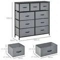 HOMCOM Nine Drawer Fabric Dresser - Grey - 3