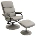 HOMCOM Recliner Chair with Ottoman 360° Swivel Faux Leather High Back Armchair w/ Footrest Stool for Home Office - 1