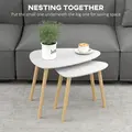 HOMCOM Nesting Coffee Table, Set of 2 Side Tables, Stacking End Tables with Solid Wood Legs, for Living Room Bedroom, Light Grey - 4