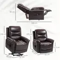 HOMCOM Power Lift Recliner Chair with Vibration Massage, Heat, USB - Brown - 3
