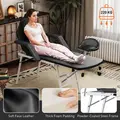 HOMCOM Portable Massage Table, 3 Section Adjustable Beauty Bed, Foldable Massage Bed with Face Hole, Recliner Chair with Removable Headrest and Armrests for Spa, Lash, Tattoo, Black - 6