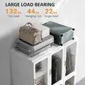 HOMCOM Portable Clothes Wardrobe for Bedroom, Foldable Clothes Organiser with Cube Storage, Hanging Rods, Magnet Doors, White - 6