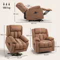 HOMCOM Power Lift Recliner Chair with Massage, Overstuffed Lift Chair for Elderly with Footrest, Remote and Side Pocket, Brown - 3
