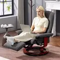 HOMCOM Reclining Swivel Chair, with Footrest - Grey - 9
