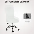 HOMCOM Plush Office Desk Chair, Modern Armless Swivel Vanity Chair with Adjustable Height for Home Office, Bedroom, Living Room, White - 6