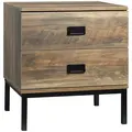 HOMCOM Retro Bedside Table, End Side Table with 2 Drawers, Metal Frame for Bedroom, Living Room, Coffee - 1