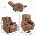 HOMCOM Oversized Riser and Recliner Chairs for the Elderly, Fabric Upholstered Lift Chair for Living Room with Remote Control, Side Pockets, Cup Holder, Brown - 3