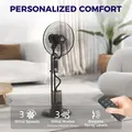 HOMCOM Pedestal Fan with Water Mist Spray, Spray Misting Fan with 70° Oscillation, Tilt Head, 3 Speeds, 3 Modes, Adjustable Mist, 3.2L Water Tank, for Home, 120 cm - 5