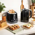 HOMCOM Polished Retro 40-100°C Kettle and Toaster Set - Black - 2
