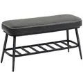 HOMCOM PU Leather Shoe Storage Bench - Charcoal Grey - 1