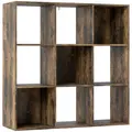 HOMCOM Nine-Cube Storage Shelf - Rustic Brown - 1