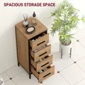 HOMCOM Narrow Bathroom Storage Cabinet with 4 Drawers - Oak - 4