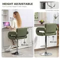 HOMCOM PU Leather Upholstered Swivel Bar Stool, Height Adjustable with Back, Armrest, Footrest, Green - 4