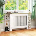 HOMCOM Radiator Cover with Open Storage Shelves, Vertical Slatted Cabinet Shelf Heater Cover for Living Room, Hallway, Large, White (H: 83 / W: 152 / D: 19 cm) - 9