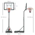 HOMCOM Portable 10ft Basketball Backboard Hoop Set Professional Outdoor Freestanding Basketball Stand with Wheels for Adults and Children, Adjustable High 2.55M-3.05M - 3