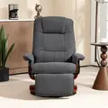 HOMCOM Reclining Swivel Chair, with Footrest - Grey - 7