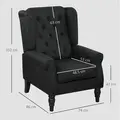 HOMCOM Retro Accent Chair, Linen Wingback Armchair with Wood Frame Button Tufted Design for Living Room Bedroom, Black - 3