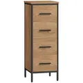 HOMCOM Narrow Bathroom Storage Cabinet with 4 Drawers - Oak - 1