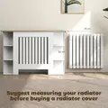 HOMCOM Radiator Cover with Open Storage Shelves, Vertical Slatted Cabinet Shelf Heater Cover for Living Room, Hallway, Medium, White (H: 83 / W: 124 / D: 19 cm) - 4