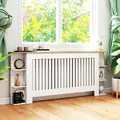 HOMCOM Radiator Cover with Open Storage Shelves, Vertical Slatted Cabinet Shelf Heater Cover for Living Room, Hallway, Extra Large, White (H: 83 / W: 191 / D: 19 cm) - 9