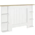 HOMCOM Radiator Cover with Open Storage Shelves, Vertical Slatted Cabinet Shelf Heater Cover for Living Room, Hallway, Medium, White (H: 83 / W: 124 / D: 19 cm) - 1